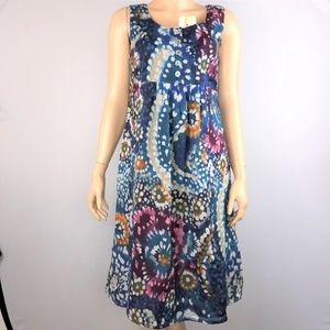 Deerberg S Dress Slvless Slit Sides Abstract Print